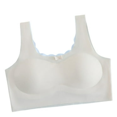 MIASHUI Girls Crop Padded Training Bra Teen Bras for Girls Seamless Bra,Beige,L