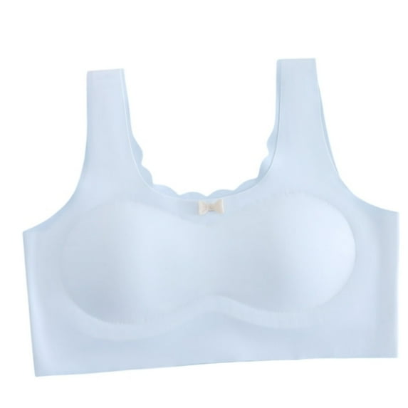 MIASHUI Girls Crop Padded Training Bra Teen Bras for Girls Seamless Bra,White,L