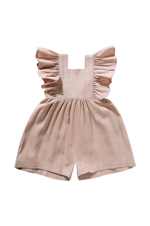 Girls Jumpsuit Baby Overalls Ruffle Sleeveless Wide Leg Romper Summer Outfits,Light Pink,3-6 Months