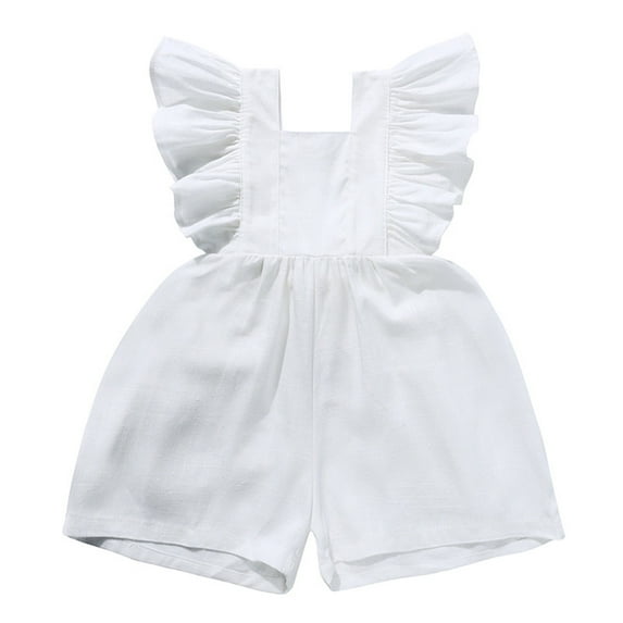 MIASHUI Girls Jumpsuit Baby Overalls Ruffle Sleeveless Wide Leg Romper Summer Outfits,White,18-24 Months