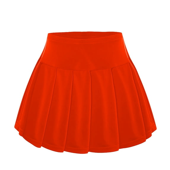 MIASHUI Girls Pleated Tennis Skirts Casual Elastic Waist Athletic School Skirts,Red,11-12 Years