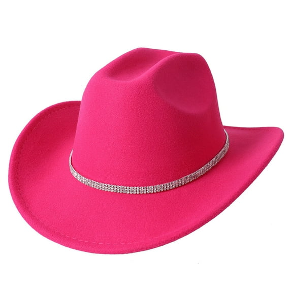 MIASHUI Glitter Silver Cowboy Hats for Women Western Sparkly Rhinestone Cowgirl Hat,Hot Pink,One Size