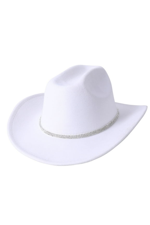 Glitter Silver Cowboy Hats for Women Western Sparkly Rhinestone Cowgirl Hat,White,One Size