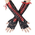thumbnail image 1 of MIASHUI Halloween Long Solid Color Gloves, Lace-Up Fingerless Gloves with Cut-Out and Studs for Gothic Party Red, 1 of 6