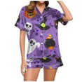 MIASHUI Halloween Pajamas Women, Satin Pajama Set for Women Halloween
