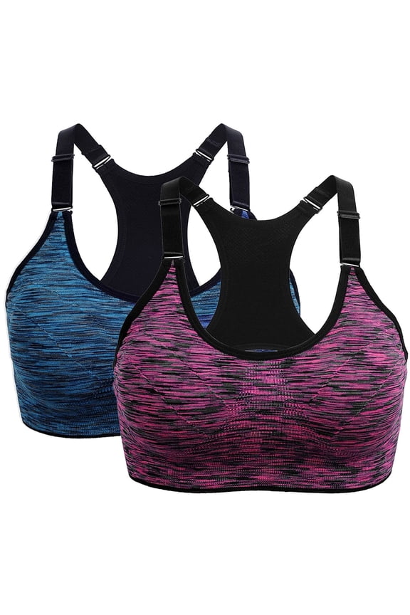 High Support Sport Bras for Women Seamless Gym Tank Tops Fitness Vests 2 Pack for Yoga Running Activities 2PCS H,L
