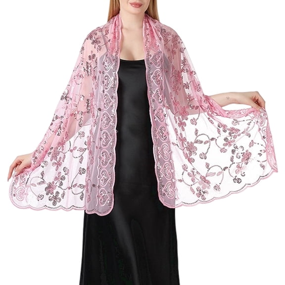 MIASHUI Hot Sale New Sequins Shawl Wedding Evening Dress Cheongsam Shawl Bride Bridesmaid Shawl Scarf for Women Pink