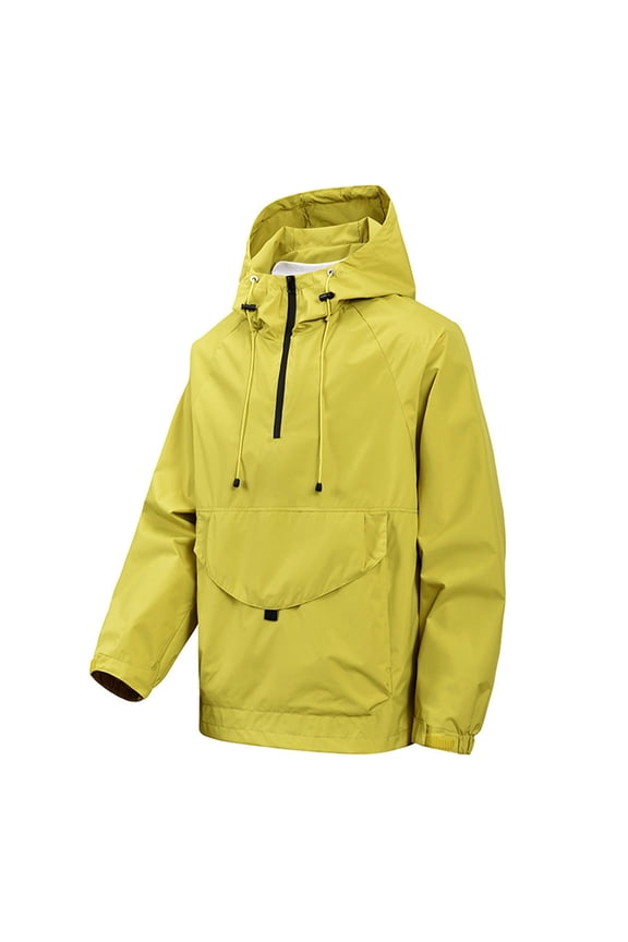 Jacket For Men Windproof And Waterproof Outdoor Sports Mountain Climbing Fishing Pullover Hooded Jacket Yellow,S