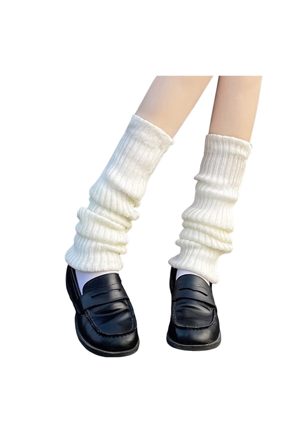 Japanese Leg Warmers Gothic Knit Long Socks Gaiters Knee Winter Ankle Heap Sock White,One Size