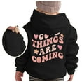 thumbnail image 1 of MIASHUI Kids Hoodie Letter Print Oversized Hoodies for Teen Girls Graphic Clothes,Black,3-4 Years, 1 of 5