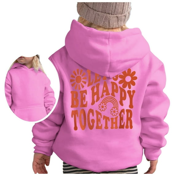 MIASHUI Kids Hoodie Letter Print Oversized Hoodies for Teen Girls Graphic Clothes,Pink,11-12 Years