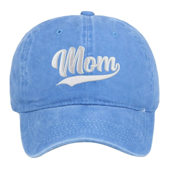 MIASHUI Letter Embroidery Washed Soft Top Baseball Cap Women Low Profile Light Blue