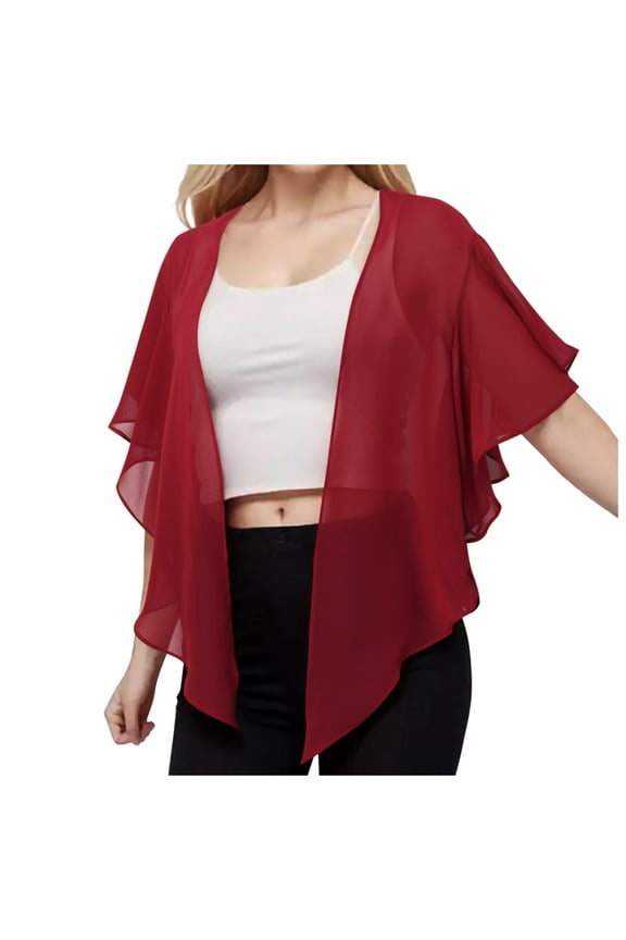 Lightweight Cardigan Sun Protection Travel Photo Small Vest Solid Color Sleeveless Style, Scarf for Women Red,A