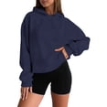 thumbnail image 1 of MIASHUI MIASHUI Plus Size Women's Winter Hoodie Drop Shoulder Pullover Warm Loose Fit Hooded Sweatshirt Cold Weather WearNavy,XXL, 1 of 5