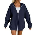 thumbnail image 1 of MIASHUI MIASHUI Women's Winter Zip Up Hoodie with Pockets Long Sleeve Pullover Casual Warm Plus Size Hooded JacketNavy,XXXXXL, 1 of 9