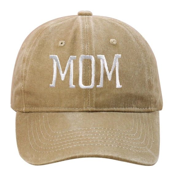HNMKIU MOM Embroidered Baseball Cap Style Adjustable Dad Hat For Women Men Khaki,One Size