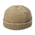 thumbnail image 1 of MIASHUI Men's All-Season Washed Denim Skull Cap Street Plain Retro Outdoor Khaki, 1 of 2