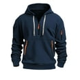 thumbnail image 1 of MIASHUI Men's Casual Athletic Hoodie Multiple Zipper Arms Embroidery Pullover Sweatshirt Lightweight Hooded Jacket Navy,XL, 1 of 2