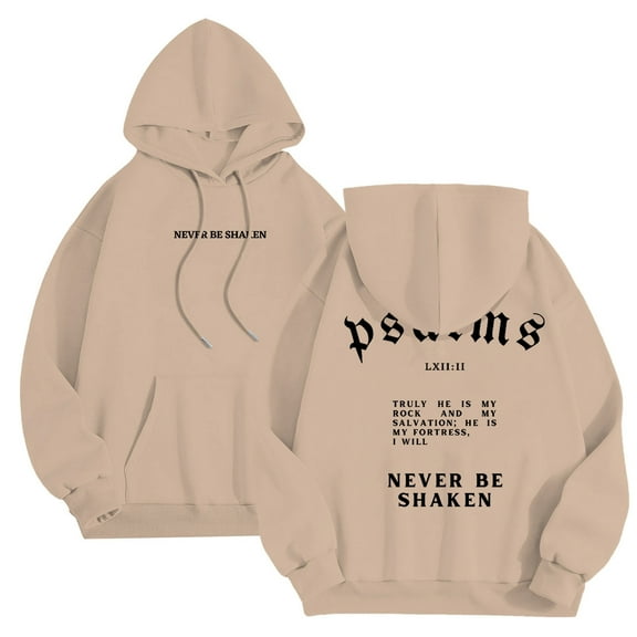 MIASHUI Men's Christian Scripture Print Pullover Hoodie Religious Theme Long Sleeve Casual Comfortable Sweatshirt Khaki,M