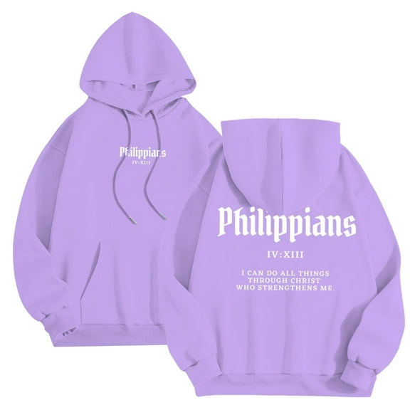 MIASHUI Men's Christian Scripture Print Pullover Hoodie Religious Theme Long Sleeve Casual Comfortable Sweatshirt Purple,M