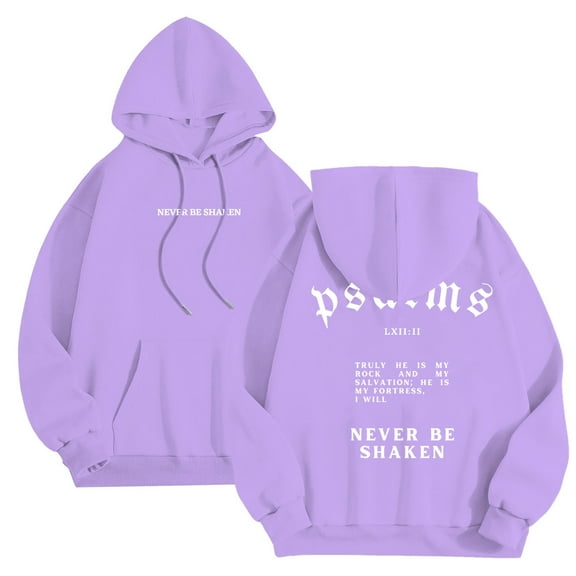 MIASHUI Men's Christian Scripture Print Pullover Hoodie Religious Theme Long Sleeve Casual Comfortable Sweatshirt Purple,S