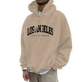 thumbnail image 1 of MIASHUI Men's City Name Letter Print Hoodie Long Sleeve Pullover Drawstring Hood Casual Streetwear Top Khaki,XL, 1 of 5