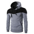 thumbnail image 1 of MIASHUI Men's Fall Winter Color Block Hoodie Drawstring Hood Two-Tone Long Sleeve Athletic Casual Pullover Top Grey,M, 1 of 8