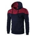 thumbnail image 1 of MIASHUI Men's Fall Winter Color Block Hoodie Drawstring Hood Two-Tone Long Sleeve Athletic Casual Pullover Top Navy,XXL, 1 of 5
