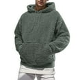 thumbnail image 1 of MIASHUI Men's Fall Winter Plush Lined Hoodie Soft Warm Pullover Long Sleeve Casual Comfortable Sweatshirt Green,S, 1 of 6