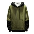 thumbnail image 1 of MIASHUI Men's Fall Winter Trendy Color Block Oversized Casual Pullover Hoodie Drop Shoulder Long Sleeve Sweatshirt Green,XL, 1 of 3
