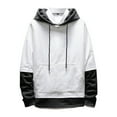 thumbnail image 1 of MIASHUI Men's Fall Winter Trendy Color Block Oversized Casual Pullover Hoodie Drop Shoulder Long Sleeve Sweatshirt White,XXXXXL, 1 of 3