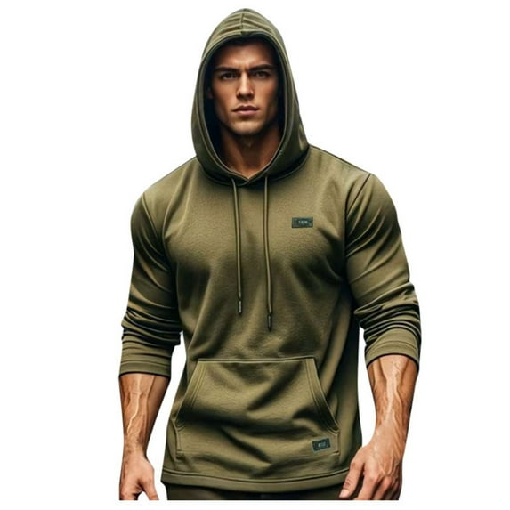 MIASHUI Men's Lined Hooded Sweatshirt Muscle Fit Gym Training Athletic Long Sleeve Pullover Workout Hoodie Green,XXL