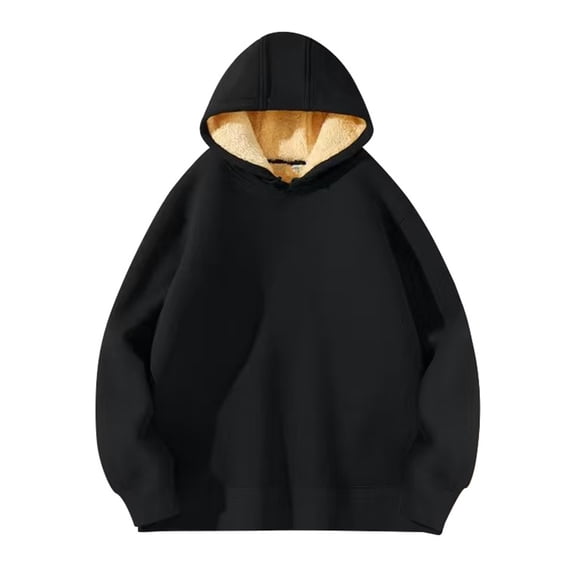 MIASHUI Men's Lined Hoodie Thick Warm Winter Pullover Long Sleeve Oversized Comfortable Casual Sweatshirt Jacket Black,XXXL