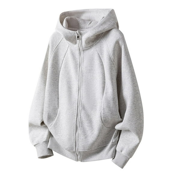 MIASHUI Men's High GSM Heavyweight Zip Up Hoodie Loose Fit Long Sleeve Comfortable Casual Sweatshirt Jacket Grey,XXXL