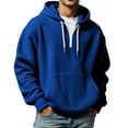 thumbnail image 1 of MIASHUI Men's Hooded Waffle Knit Sweatshirt Insert Pockets Casual Comfortable Pullover Long Sleeve Breathable Top Blue,M, 1 of 4