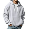 thumbnail image 1 of MIASHUI Men's Hooded Waffle Knit Sweatshirt Insert Pockets Casual Comfortable Pullover Long Sleeve Breathable Top Grey,S, 1 of 4