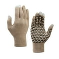 thumbnail image 1 of MIASHUI Men's Large Size Alpaca Wool Touchscreen Gloves, Anti- Warm Knit Gloves for Cycling, Phone Use in Cold Winter Khaki, 1 of 3