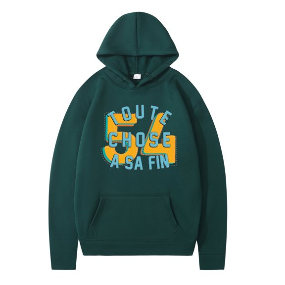 MIASHUI Men's Letter Print Pullover Hoodie, Casual Long Sleeve Sweatshirt, Lightweight Hooded Graphic Sweatshirt for Men Dark Green,M