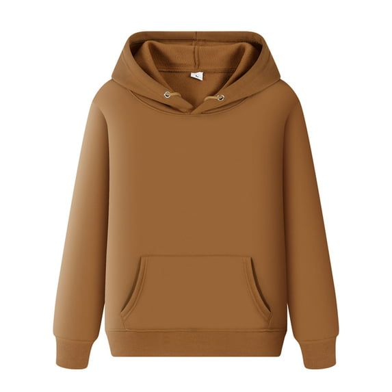 MIASHUI Men's Long Sleeve Ribbed Pocket Hooded Sweatshirt Casual Comfortable Pullover Cotton Streetwear Hoodie Coffee,M