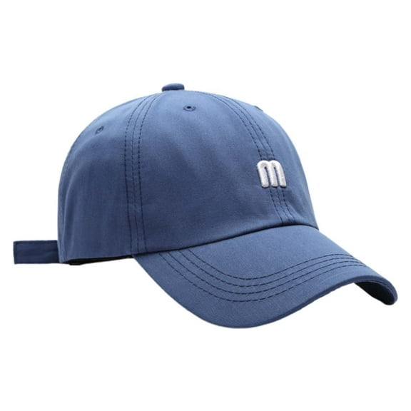 MIASHUI Men's M Letter Embroidery Baseball Cap Soft Cotton Curved Brim Sun Hat Fashion Simple Women's Cap Blue