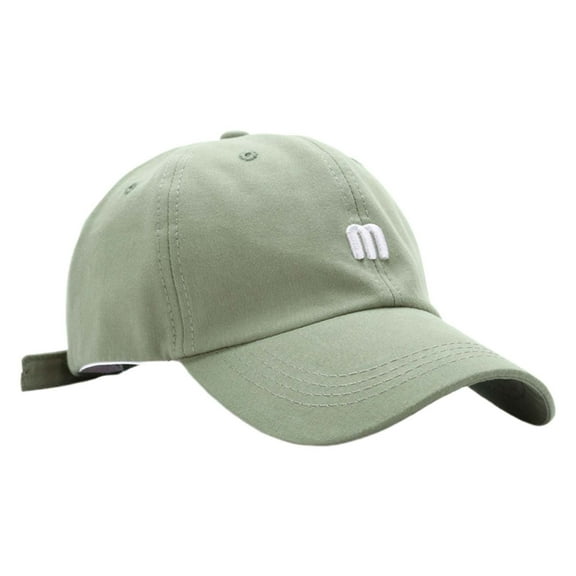 MIASHUI Men's M Letter Embroidery Baseball Cap Soft Cotton Curved Brim Sun Hat Fashion Simple Women's Cap Light Green