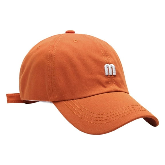 MIASHUI Men's M Letter Embroidery Baseball Cap Soft Cotton Curved Brim Sun Hat Fashion Simple Women's Cap Orange