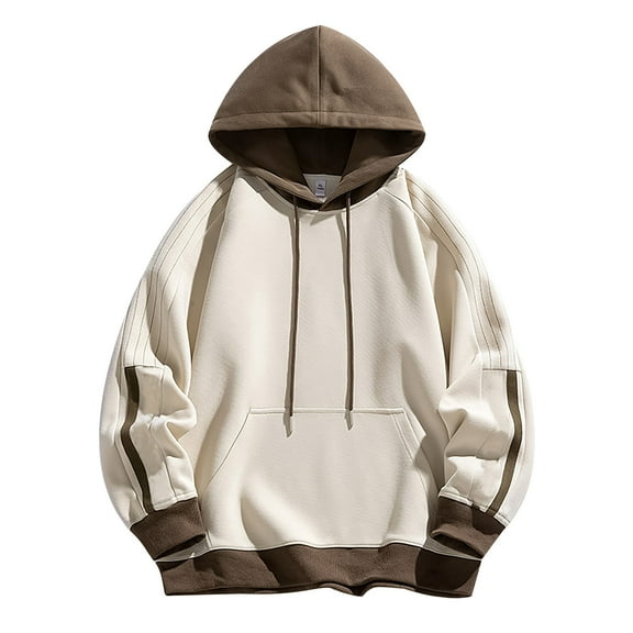 MIASHUI Men's Raglan Sleeve Hoodie Spring Autumn Casual Wear Zip Up Hoodies for Men Heavyweight Pullover Street Style Comfort Fit Khaki,L