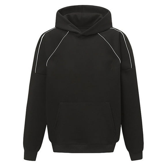 MIASHUI Men's Reflective Strip Hoodie, Night Light High Street Structured Pullover, Heavyweight Hooded Sweatshirt for Men for Winter Black,L