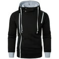 thumbnail image 1 of MIASHUI Men's Side Zip Hoodie with Unique Design, Long Sleeve Pullover for Casual and Street Style Black,XXL, 1 of 4