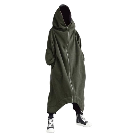 MIASHUI Men's Solid Color Dark Style Full Zip Up Hooded Jacket Casual Stand Collar Long Sleeve Outerwear Green,XXXXXL