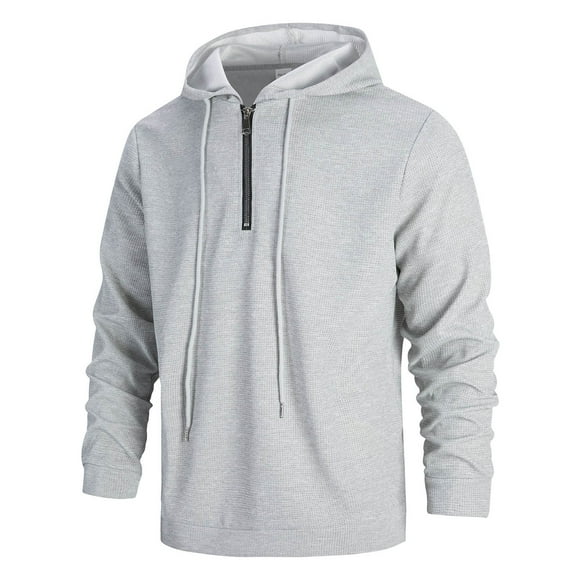 MIASHUI Men's Spring Waffle Knit Zip Up Hoodie Lightweight Breathable Long Sleeve Athletic Casual Jacket Grey,M