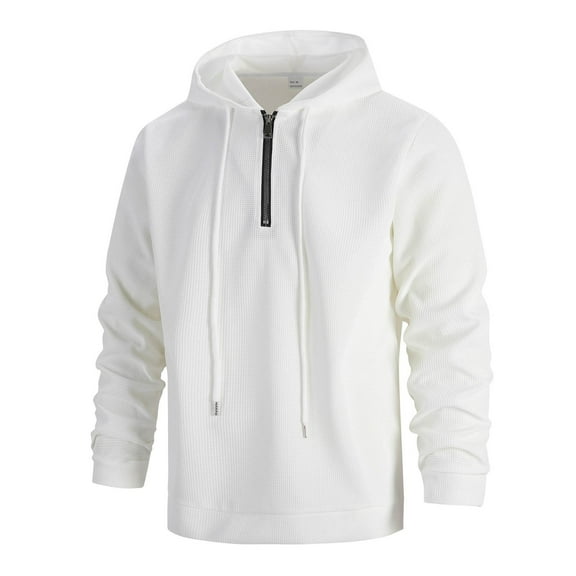 MIASHUI Men's Spring Waffle Knit Zip Up Hoodie Lightweight Breathable Long Sleeve Athletic Casual Jacket White,S