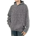 thumbnail image 1 of MIASHUI Men's Tweed Woven Pullover Hoodie Fall Winter Lined American Style Oversized Casual Jacket Grey,M, 1 of 5