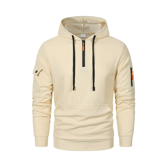 MIASHUI Men's Waffle Knit Solid Color Pullover Hoodie Textured Long Sleeve Casual Comfortable Breathable Sweatshirt Khaki,S